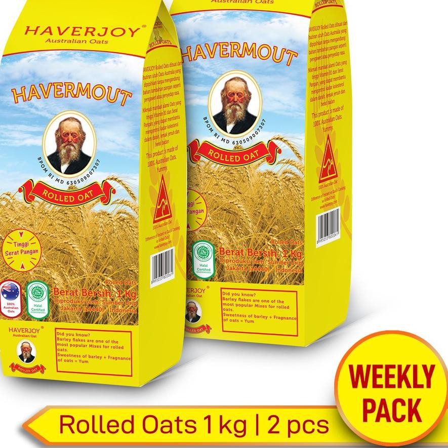 

Barang Terlaris Haverjoy Weekly Pack Rolled Oats 1kg - 2 Pcs DFE..