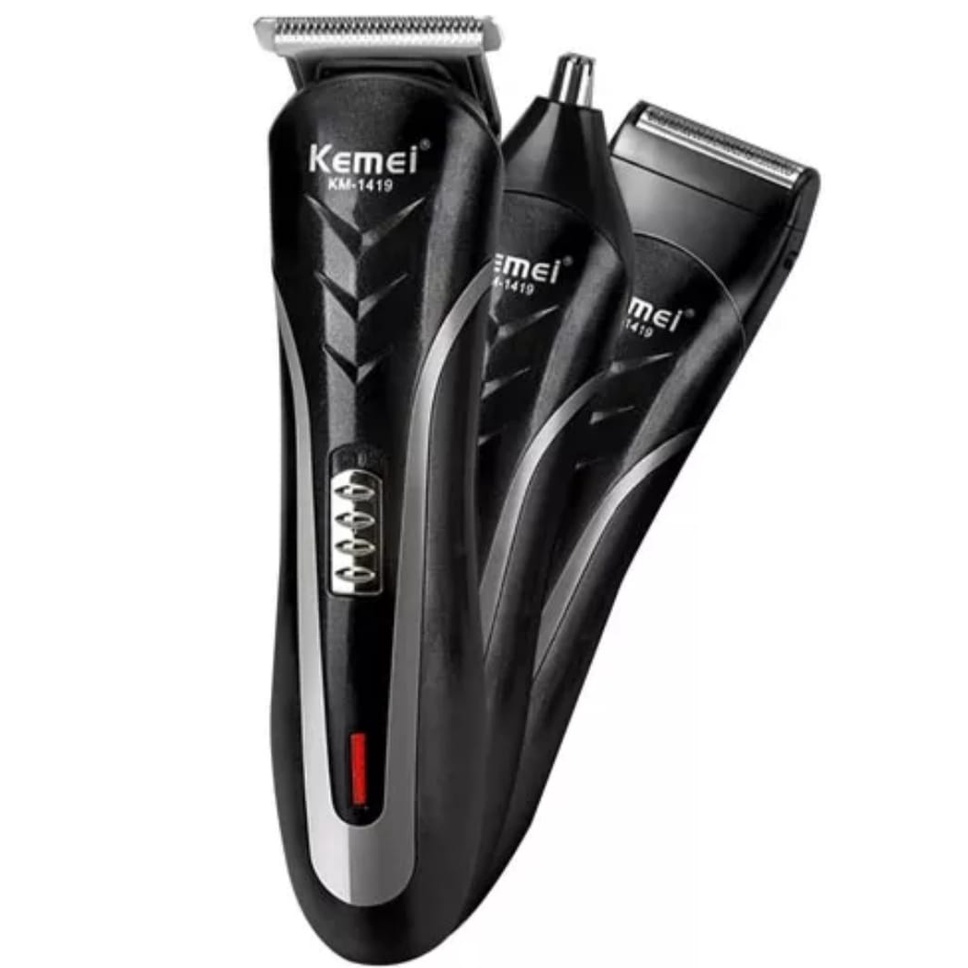 Alat Cukur Rambut,Kumis,Jenggot Rechargeable Hair Clipper Elektrik Portable KEMEI KM-1419 Clipper 3in1-Alat Cukur Rambut Rechargeable 1 SET KEMEI KM-1419-Mesin Alat Cukur Rambut Elektrik