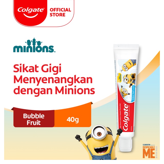 Colgate Kids Minion Bubble Fruit Toothpaste 40g - Pasta Gigi Anak