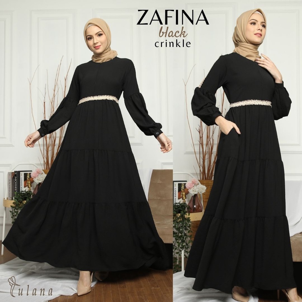 ZAFINA CRINKLE DRESS | Gamis Crinkle Premium Busui