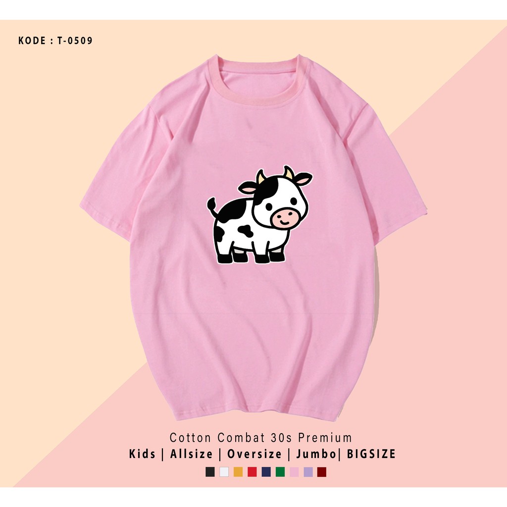 T-SHIRT / KAOS DEWASA UNISEX COW CUTE / HARGA TERMURAH / BAHAN KATUN / TERMURAH BAJU SANTAI