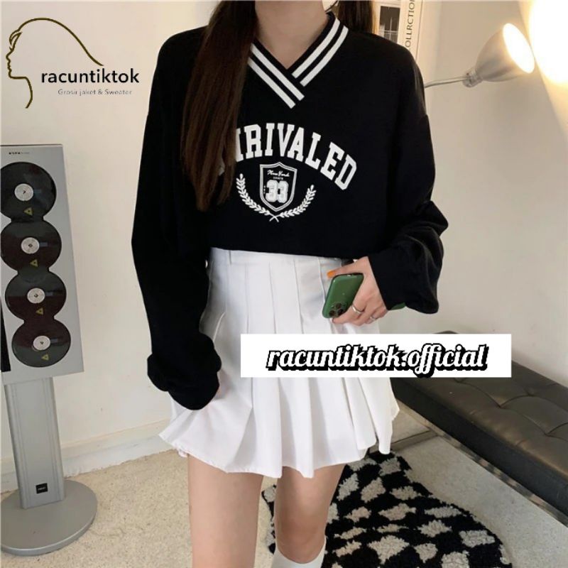 Sweater Crop Wanita Korean Style - Sweater Unrivaled Sweatshirt Crop - Sweater