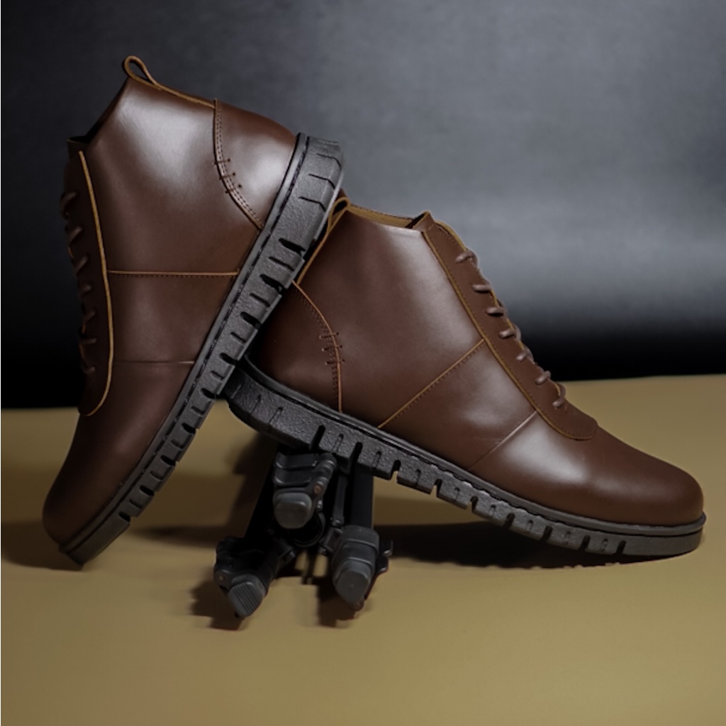 Nathan Brown | Sepatu Kulit Asli Formal Vintage Klasik Simpel Pria Cowok Men Boots | FORIND x BARNUM