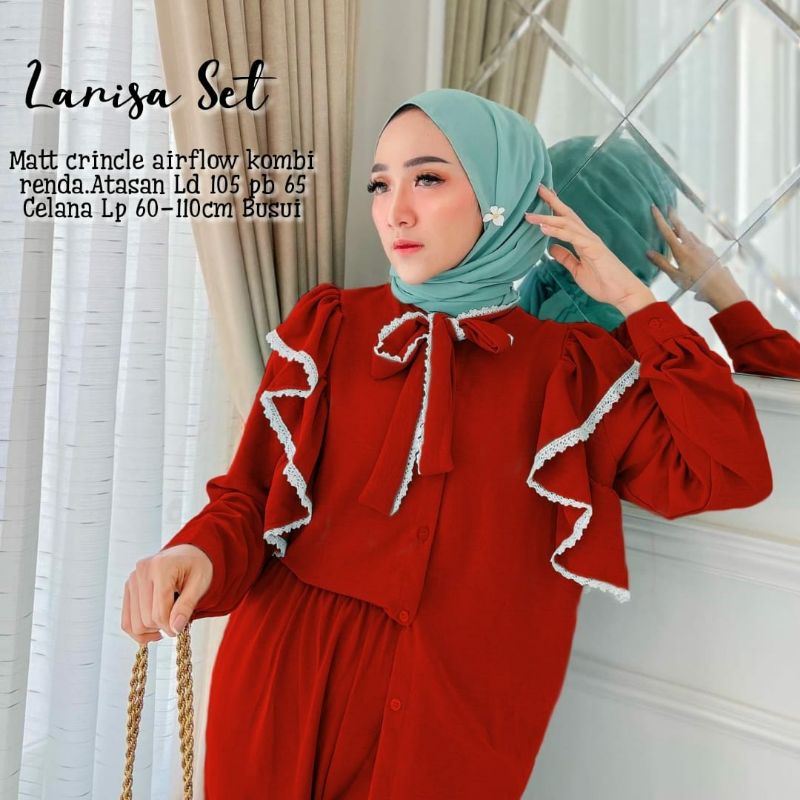 Larisa set one set setelan crinkle renda