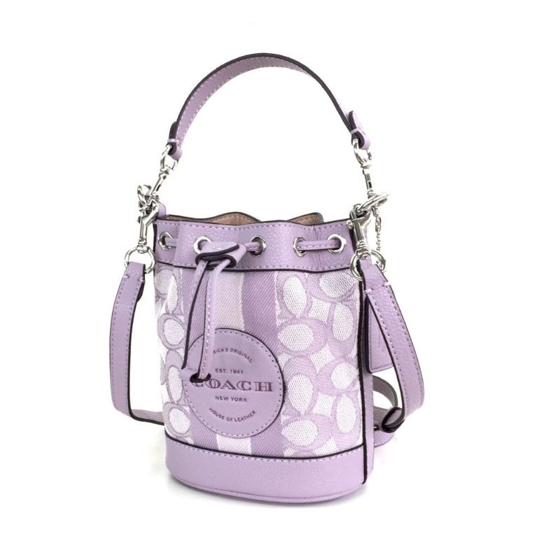 COACH Dempsey Drawstring Mini Bucket Bag in Signature Jacquard