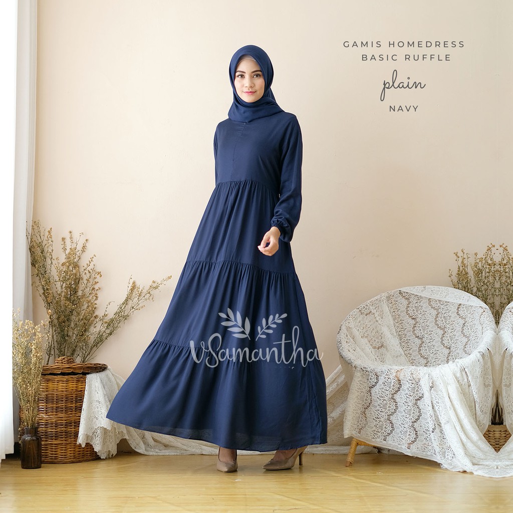 Gamis Homedress Basic Ruffle Plain