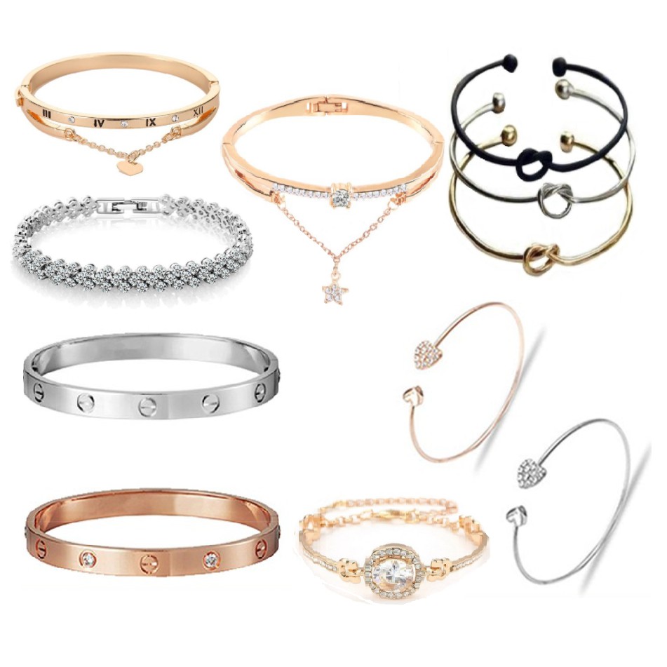 Gelang Wanita MIX Bangle Bracelet Korea Fashion Titanium Alloy Perhiasan Gaya Gadis Korean Diamond