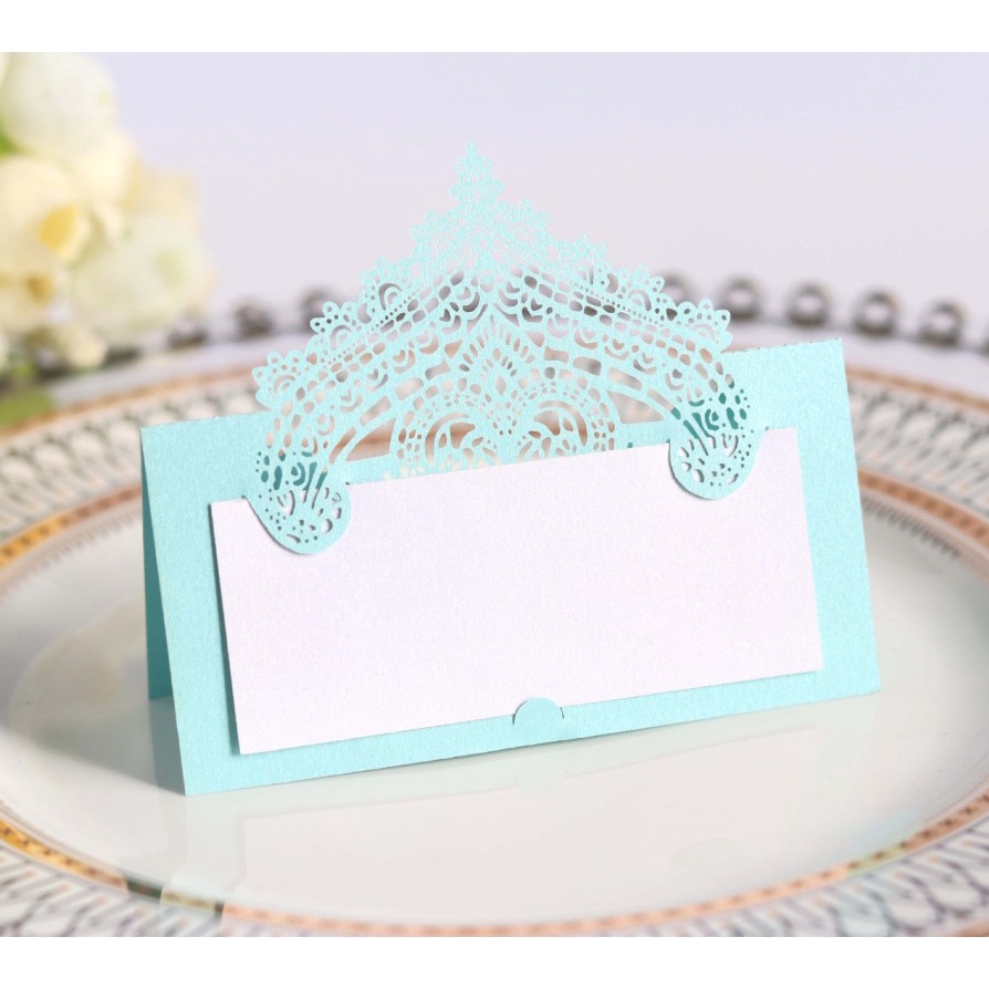 50pcs 3D Laser Cut Lace Name Place Card Wedding Birthday Party Table Decals