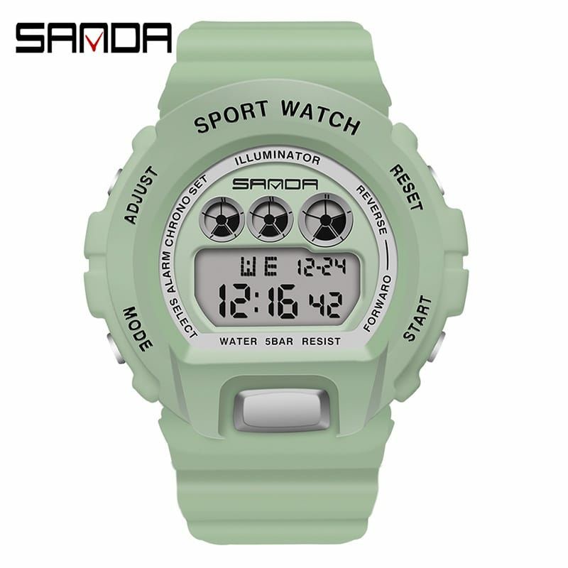 SANDA 2018 WARNA FAVORIT PILIHAN Jam Tangan Wanita Pria Digital Sport EL Backlight Tali Rubber Anti air