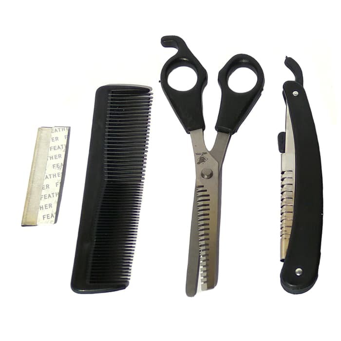 Alat Cukur set 3 in 1 / Gunting Sasak / 3 Pcs Barber Scissors