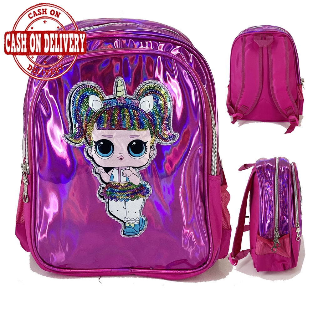 SEQUIN LAMPU Tas Ransel Sequin Lampu Tas Nyala Usap TK LED EVA UNICORN