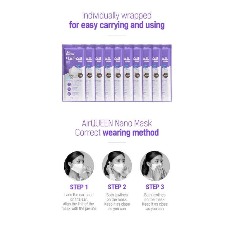 Air Queen Nano Mask korea soomlab | filter lebih efficient dari N95 dan KF94