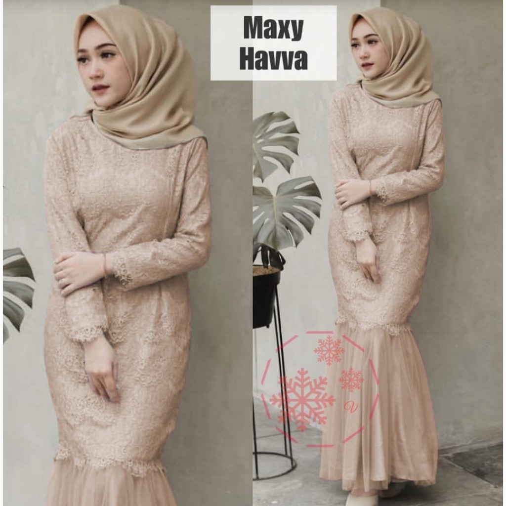 GAMIS MAXI BRUKAT TILE HAVVA / GAMIS MUSLIM / GAMIS KEKINIAN / DRESS MUSLIM TERBARU / FASHION MUSLIM