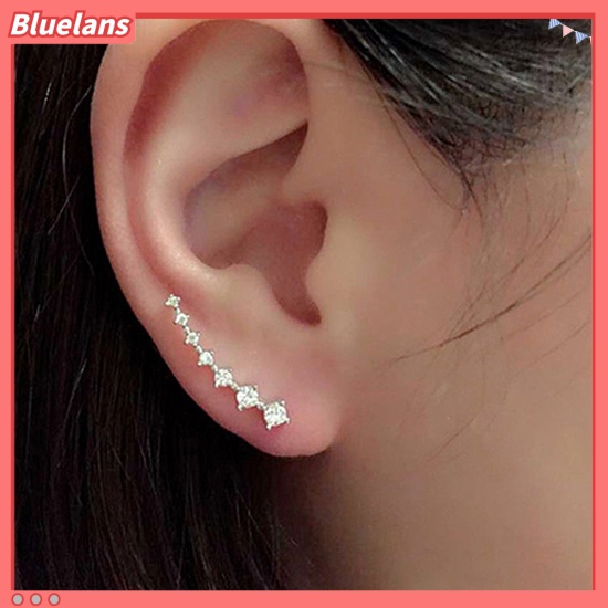 Bluelans Anting Tusuk Gantung Hias Zircon + Berlian Imitasi Untuk Wanita