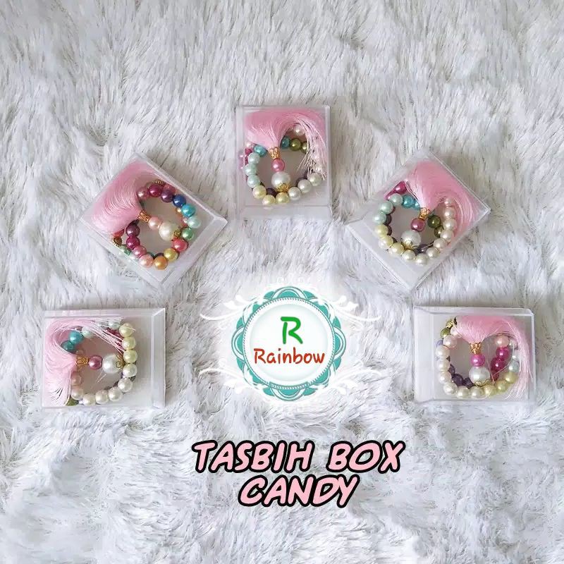 

tasbih mutiara pelangi kemasan kotak candi | kado cantik | bingkisan | hadiah | dll