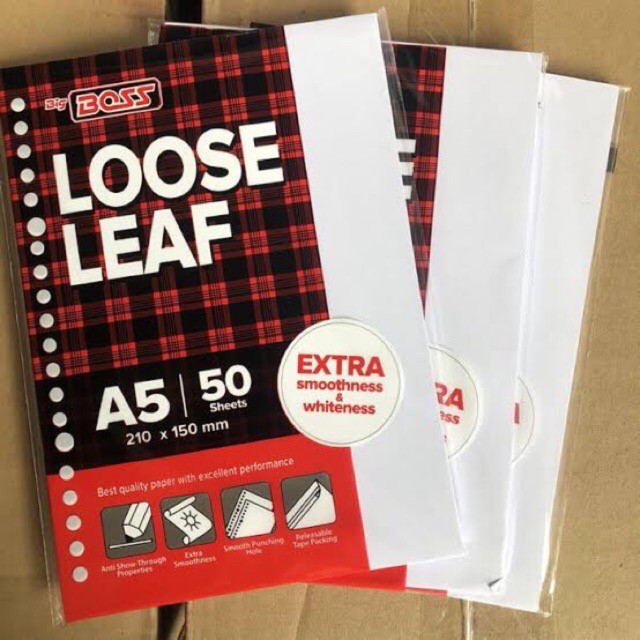 

Yotto Kertas File / Kertas Binder Loose Leaf Big Boss A5 Paperline POLOS isi 50 lembar/100 lembar