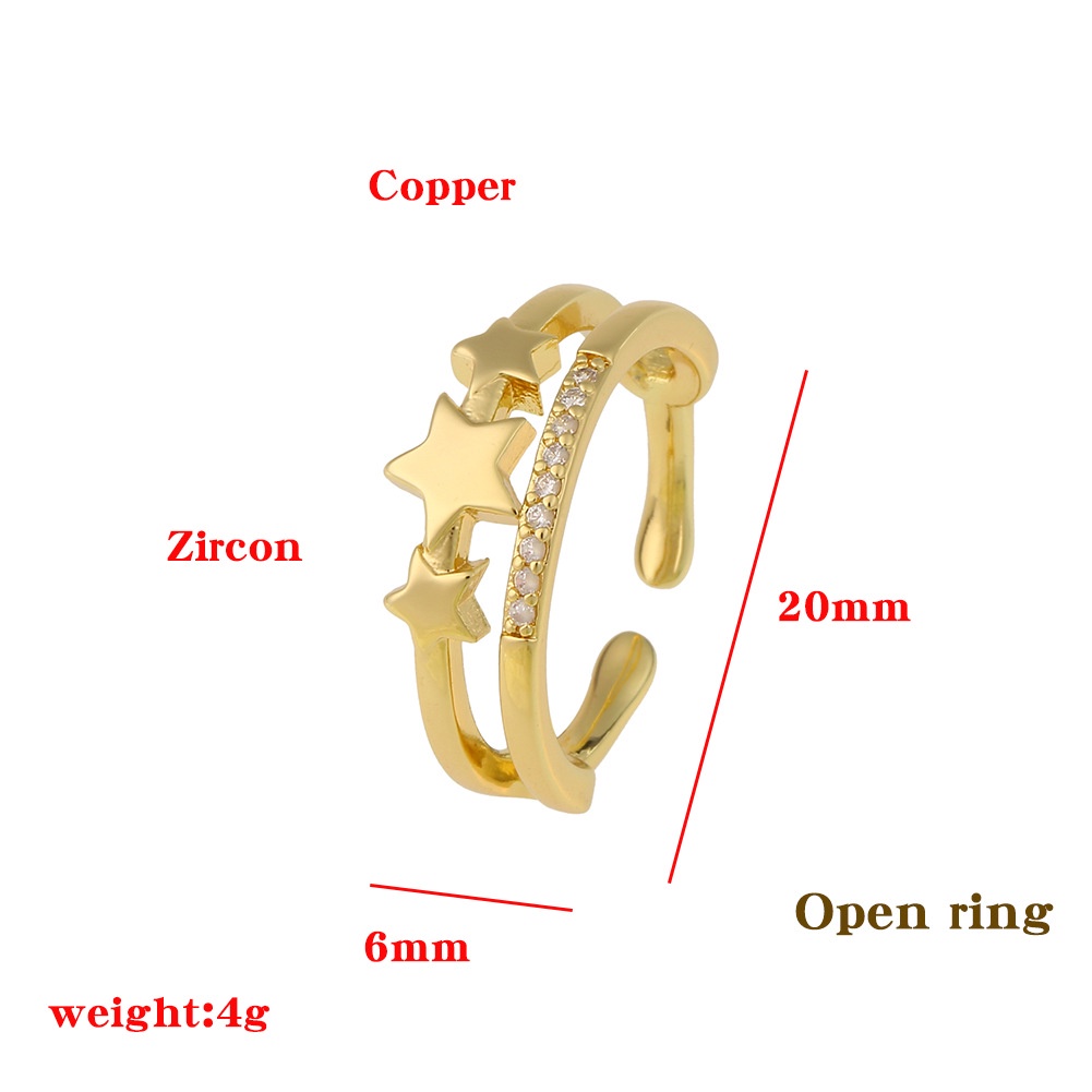 Ornamen Cinta bintang cincin terbuka cincin kepribadian double layer internet influencer snap jalan