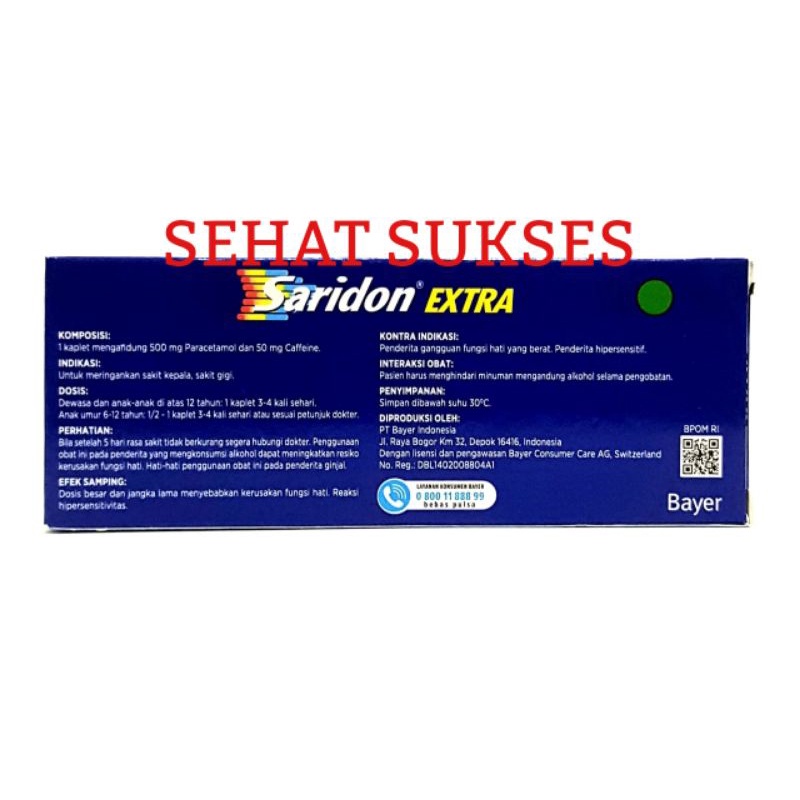 Saridon Extra 10 Kaplet - Obat Sakit Kepala, Sakit Gigi