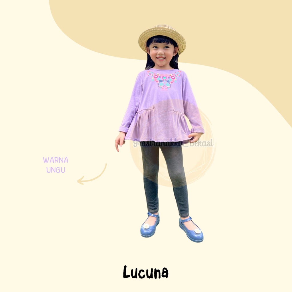 Tunik Anak Amanda Long Tee Lucuna Warna Ungu Size 1-5 Tahun