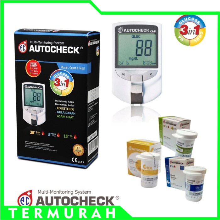 Onemed Alat Cek Gula Darah Asam Urat Kholesterol Autocheck 3in1
