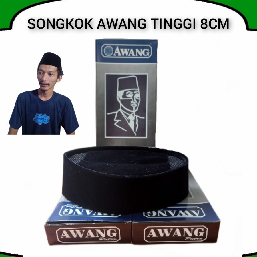 SONGKOK AWANG TINGGI 8 9 10CM SONGKOK PECI KOPIAH HITAM