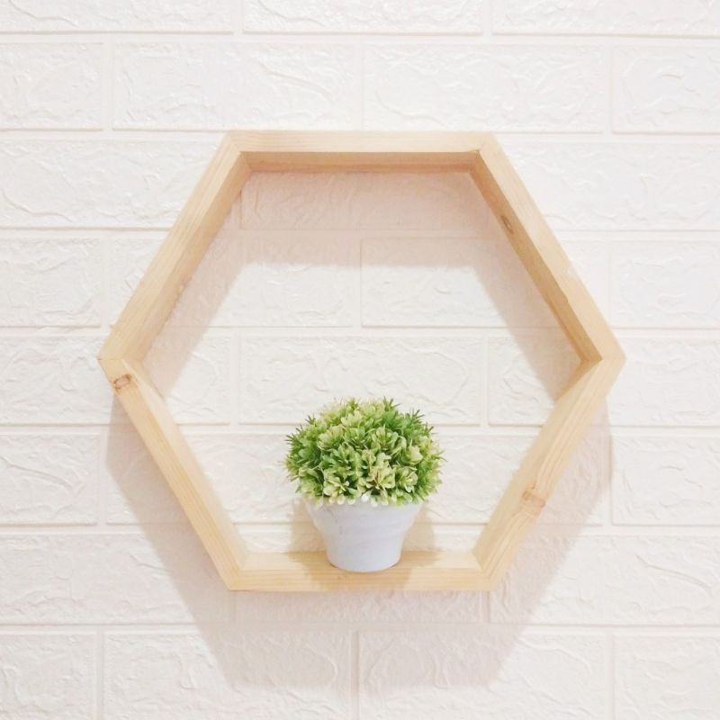 Rak Ambalan Hexagonal Kayu Jati Belanda