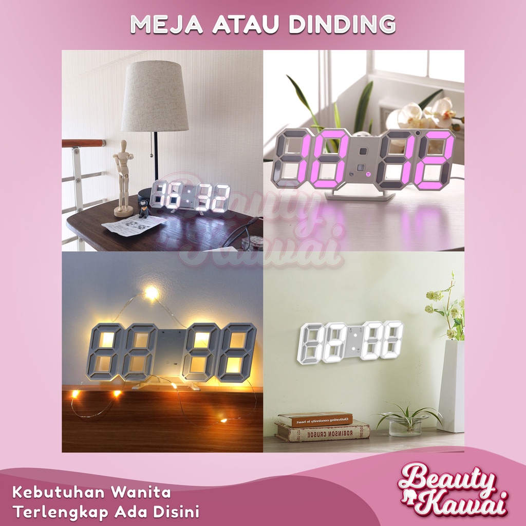 Jam Dinding Meja USB 3D Alarm Digital 2in1 Multifungsi Gantung