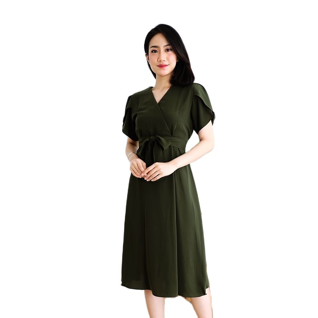 ZASKIYA - Lolina Dress Casual Terusan Premium Crepe  Polos Wanita Korean Style