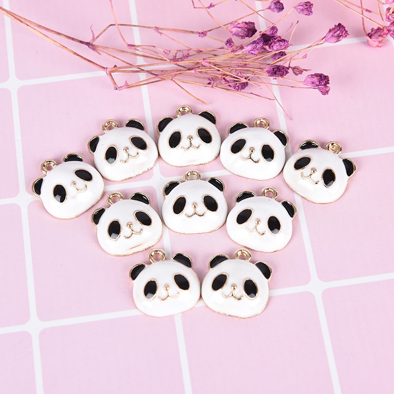 Hbid 10Pcs / Set Liontin Bentuk Panda Bahan Alloy Enamel Untuk DIY Craft / Perhiasan Charms