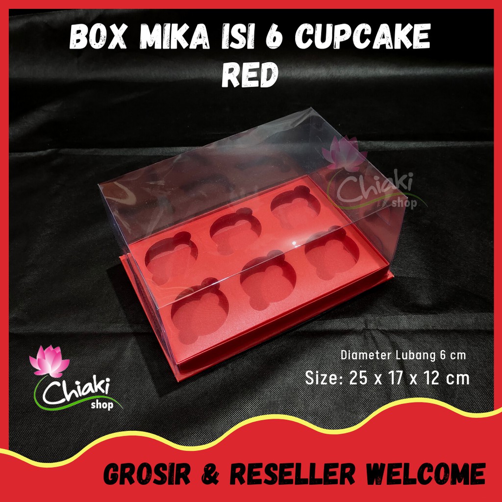 

Box Cupcake isi 6 MERAH 25 x 17 x 12 Kotak Mika RED Dus Kue Kardus Doos Muffin Cake Pudding Karton