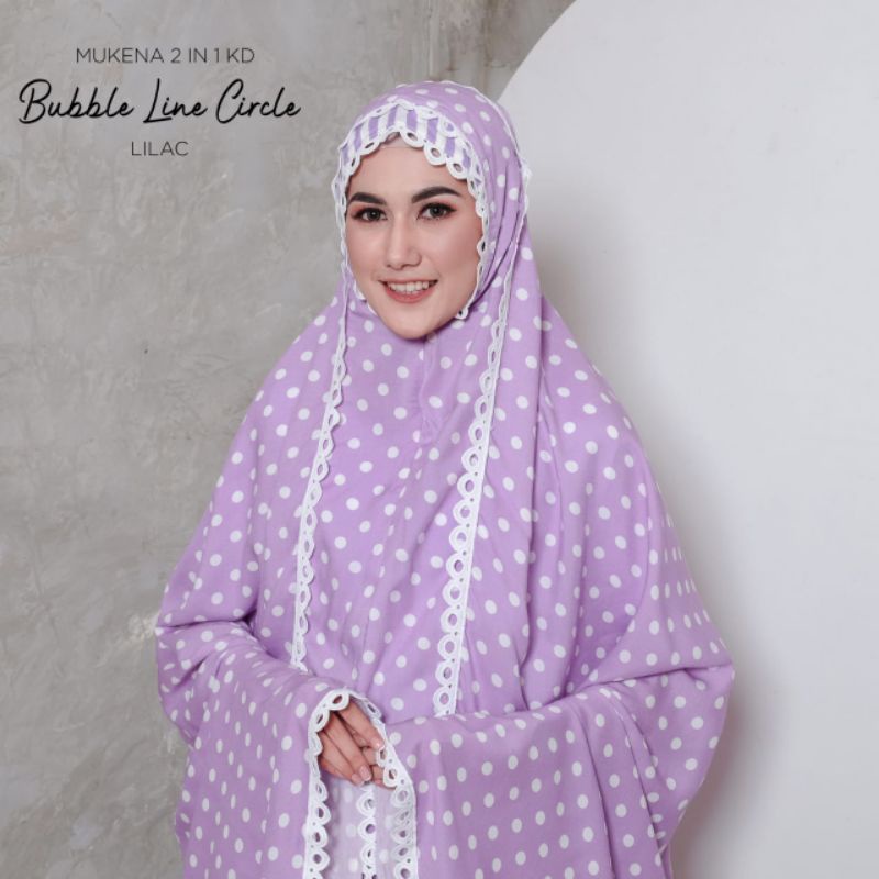 Mukena Buble Line Circle polkadot 2in1 Rayon Premium Dewasa Jumbo