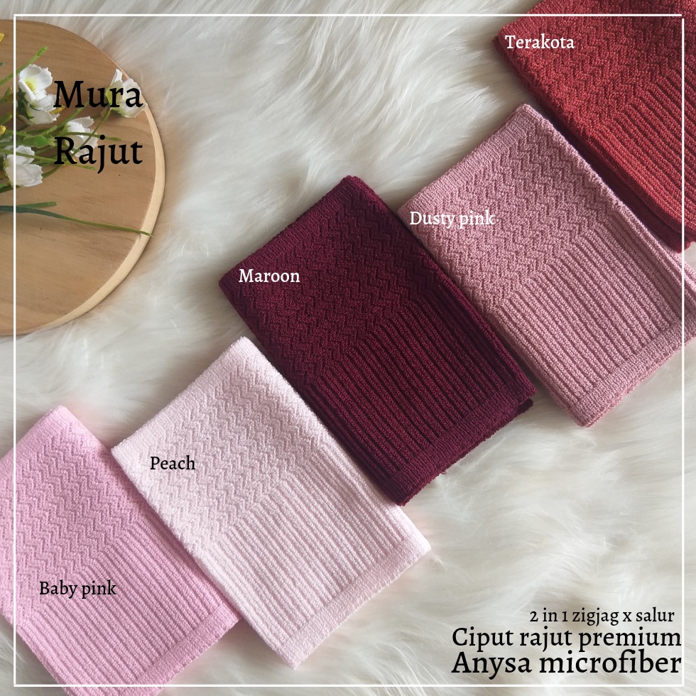 Ciput Rajut Premium Anisa microfiber Polos Motif Zigjag salur inner bandana