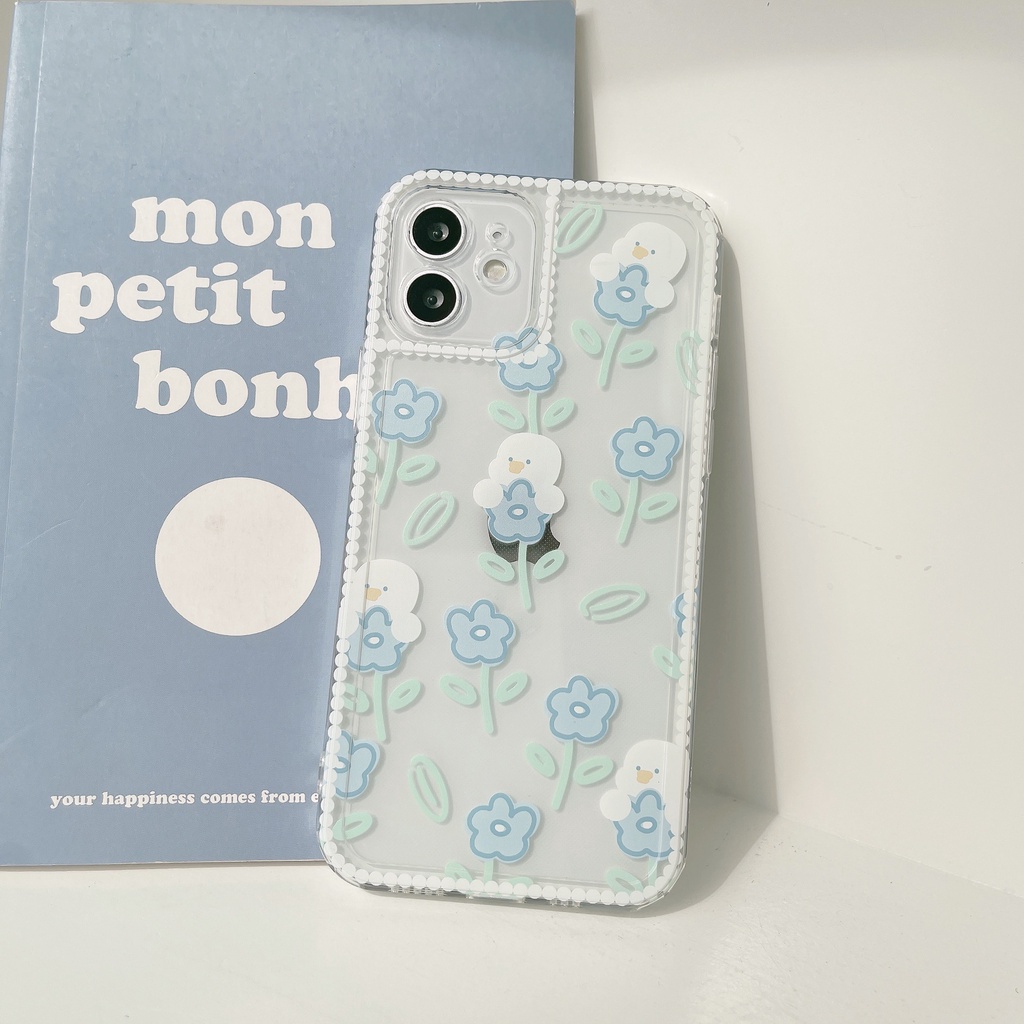 Soft Case Pelindung Transparan Motif Bunga Dan Bebek Untuk Iphone 7 8 PLUS X XR XS 11 12 13 MINI PRO MAX SE 2020