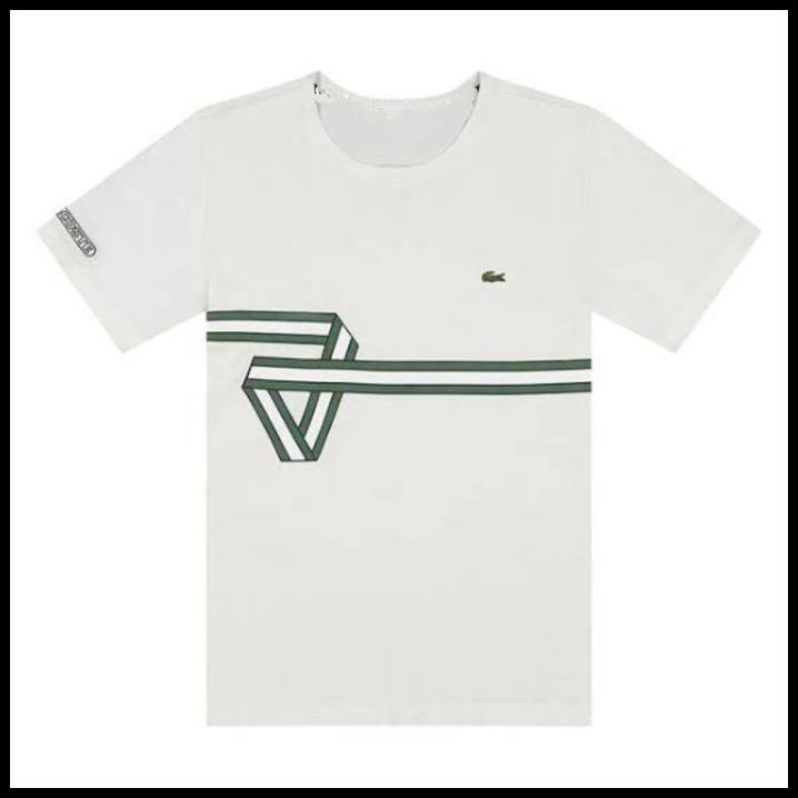 Tshirt Baju Kaos Lacoste Striped Bordir Logo - High Quality