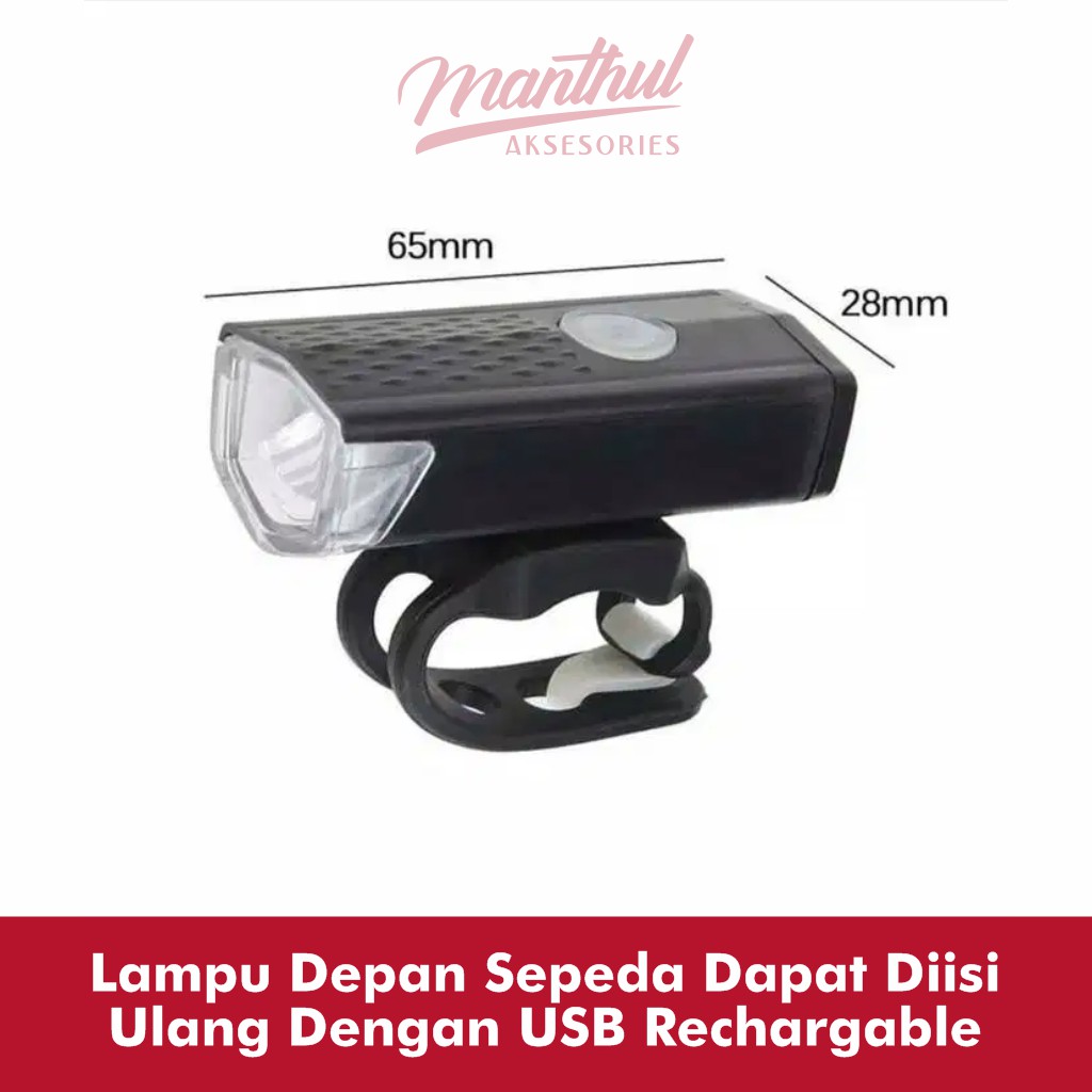 Lampu Depan Sepeda Dapat Diisi Ulang Dengan USB Rechargable