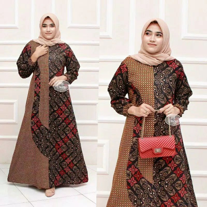 Gamis Batik Kombinasi Motif Songket