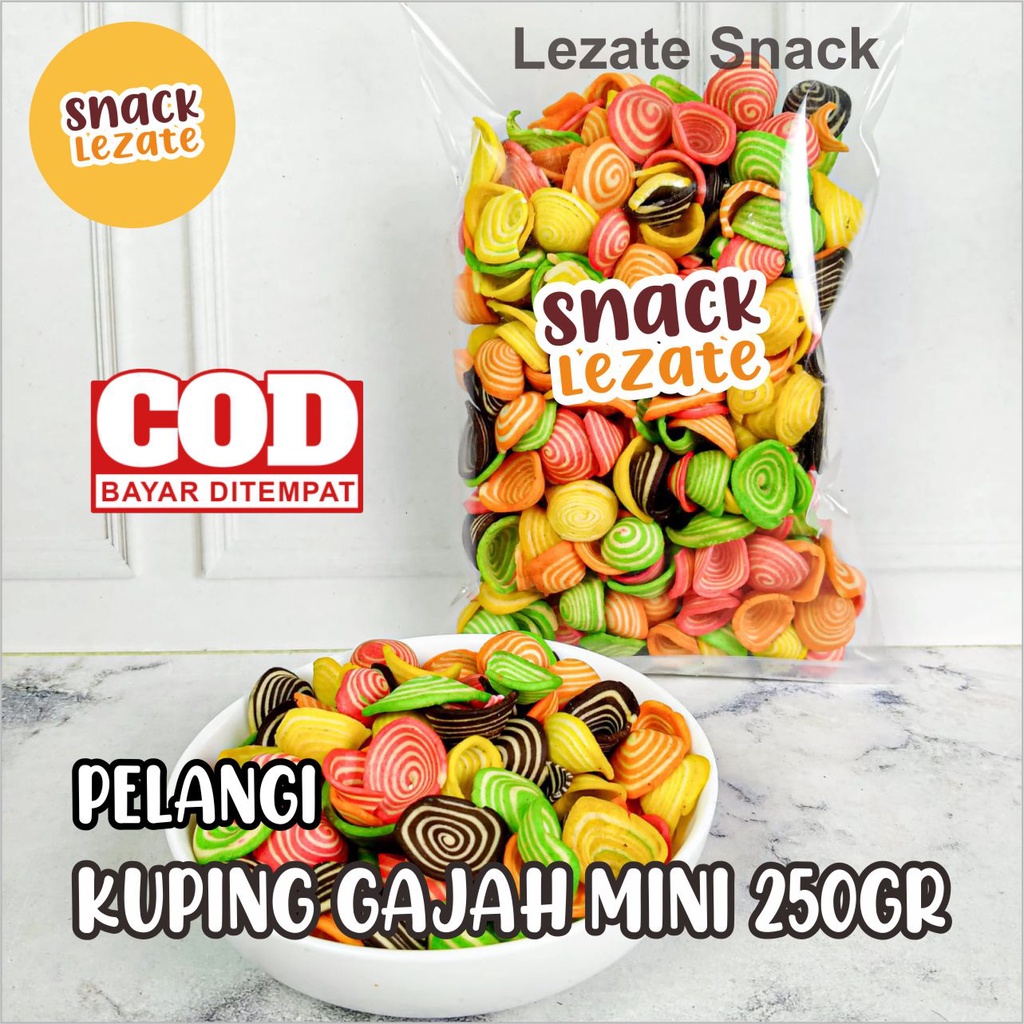 

Kuping Gajah Mini 250gr Kiloan Murah / Kue Kuping Gajah Warna Warni Cemilan Jadul Gurih Renyah