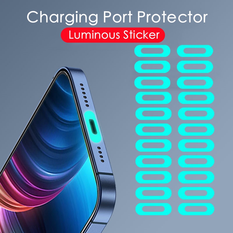 5pcs Stiker Film Pelindung Port Pengisi Daya Tipe C Tahan Gores Luminous Untuk iPhone