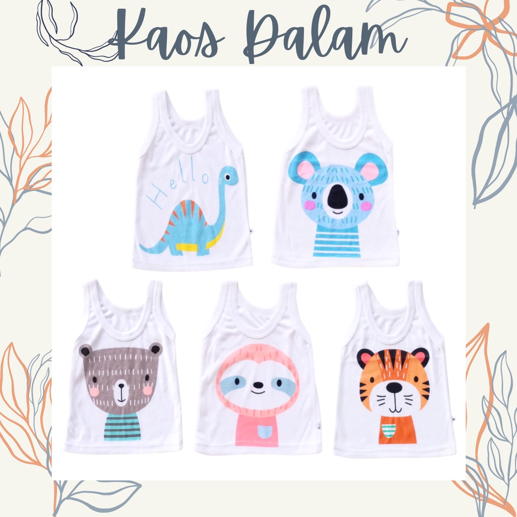 MBSS - SINGLET Harian Karakter Anak Kids SIZE 0-3 Tahun / Kaos Dalam Motif Kartun Unisex SS1