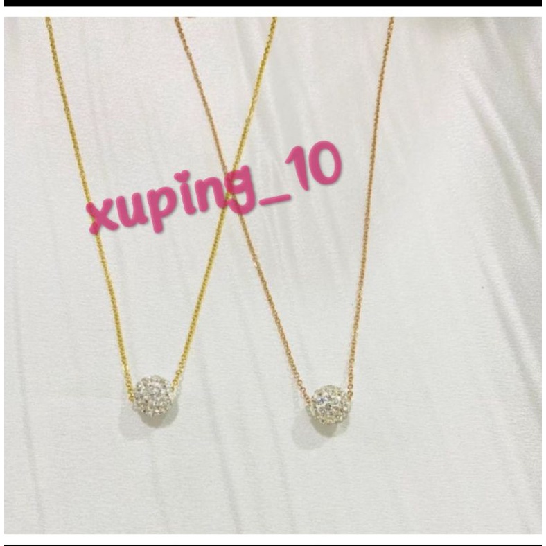 kalung titanium bermotif bola gold dan rose gold