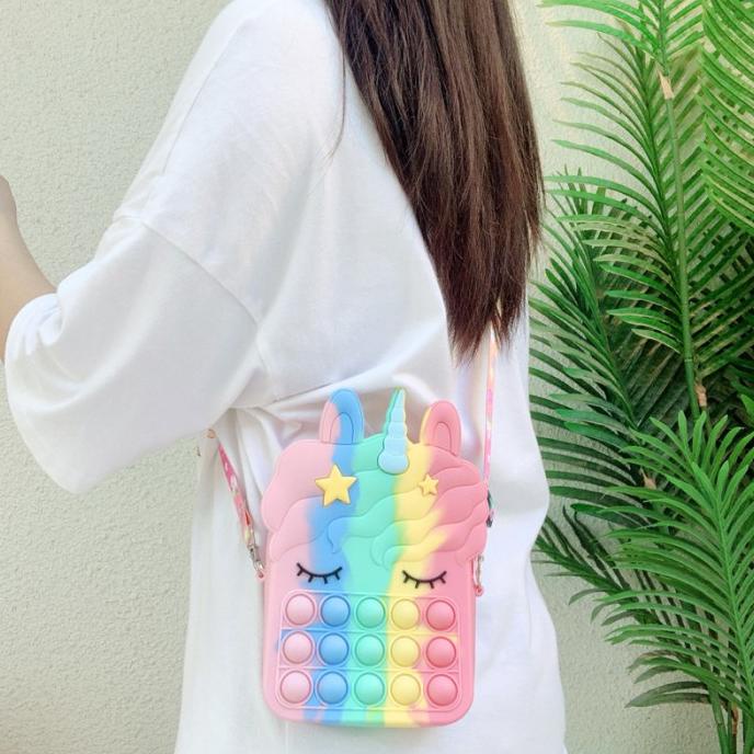 BIG POP IT BAG / Rainbow Unicorn Cross Bag / TAS POP IT /GIFT for Kid