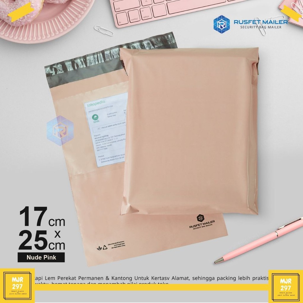 

AMPLOP PLASTIK POLYMAILER PREMIUM QUALITY- RUSFET - PEACH- 17CM x 25CM