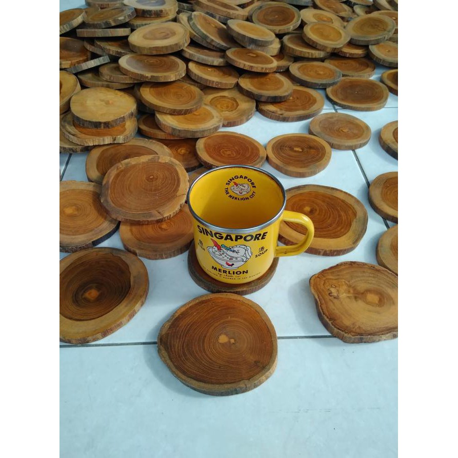 Jual Tatakan Gelas Kayu Jati Alas Gelas Kayu Jati Coaster Set Shopee Indonesia 9673