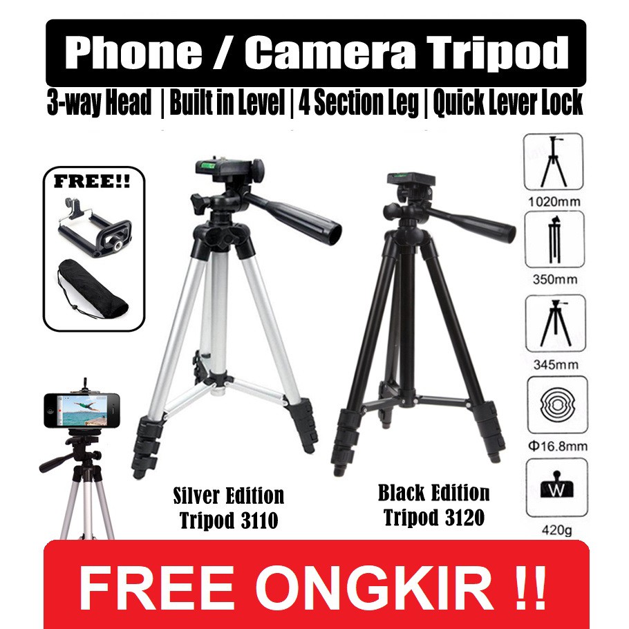 TRIPOD HP Kamera 3110 3120 - Bonus Premium Sarung dan Holder Universal