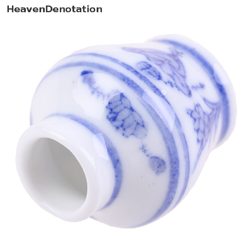 (Heavendenotation) Miniatur Vas Porselen Biru Putih Aksesoris Rumah Boneka 1 / 12