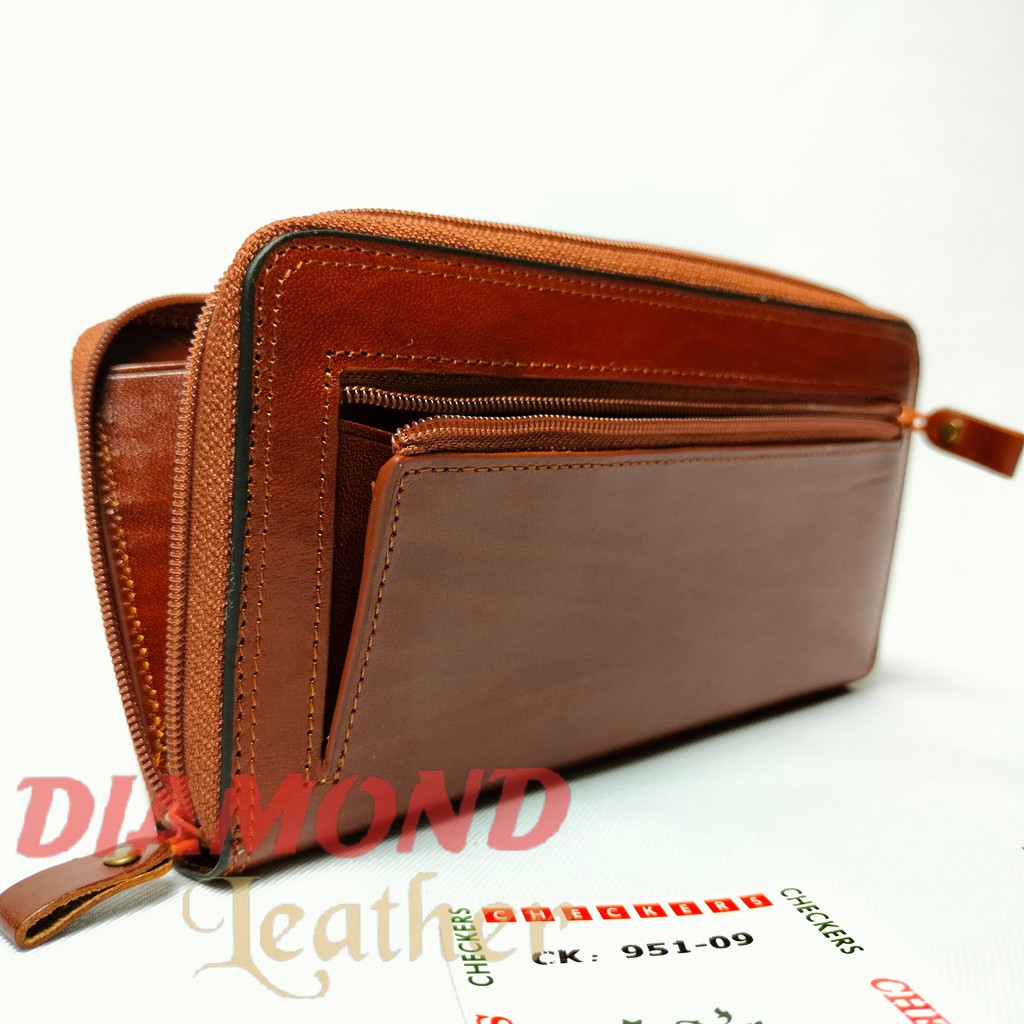 Checkers Dompet Panjang Kulit Impor Italy Asli CK 09