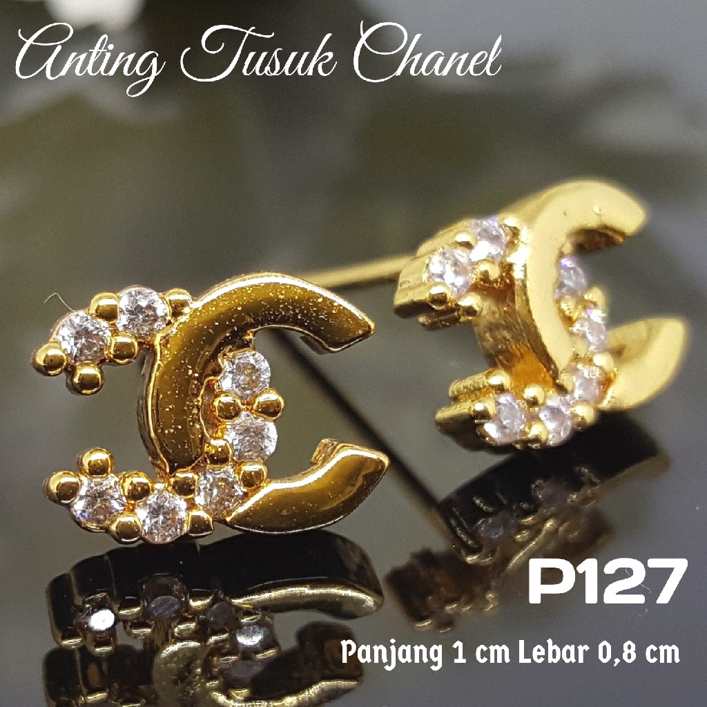 P127 Anting Tusuk Giwang Chanel Perhiasan Imitasi Xuping Lapis Emas