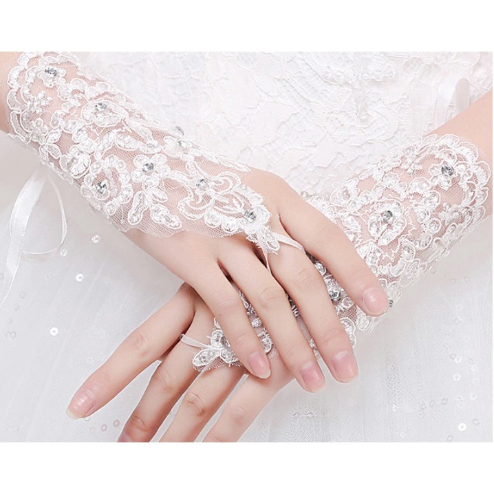 ELEGAN!! ~ SR06 Putih Bridal gloves sarung tangan pengantin pesta wedding