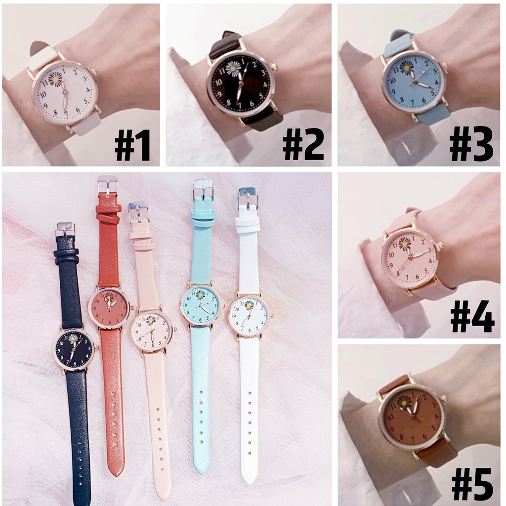 ✅Grosir Jam Senen - Jam Tangan Wanita Bunga Daisy Analog Quartz Korean Watch Analog Fashion Wanita