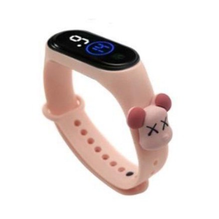 MoonLand JT203 Jam tangan anak  Elektronik Tahan Air IP67 Motif Kartun Anak Laki-laki Perempuan LED-Peach gloomyBear